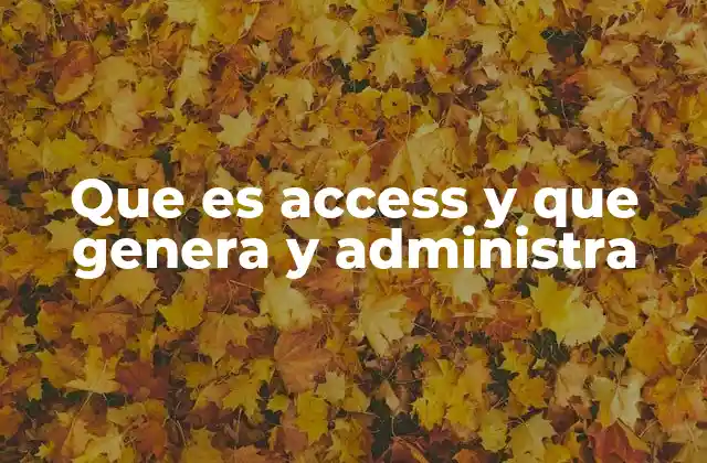 Que es Access y que Genera y Administra
