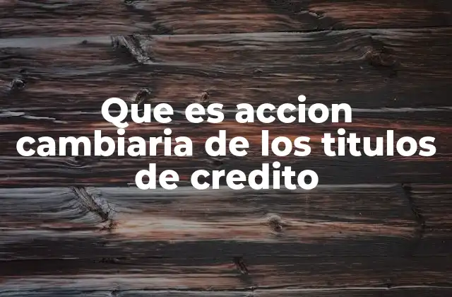 Que es Accion Cambiaria de los Titulos de Credito