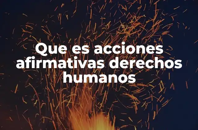Que es Acciones Afirmativas Derechos Humanos