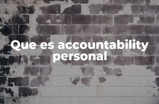 Que es Accountability Personal
