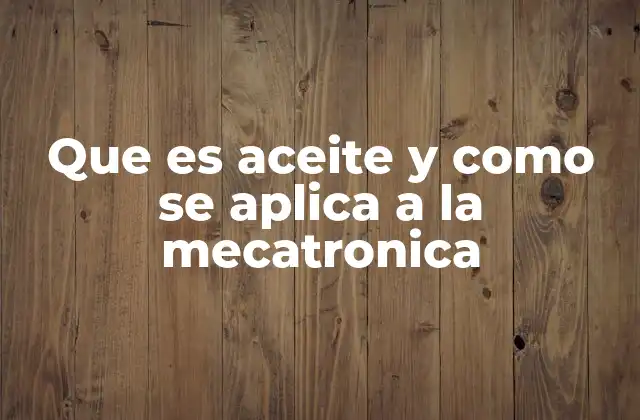 Que es Aceite y como Se Aplica a la Mecatronica