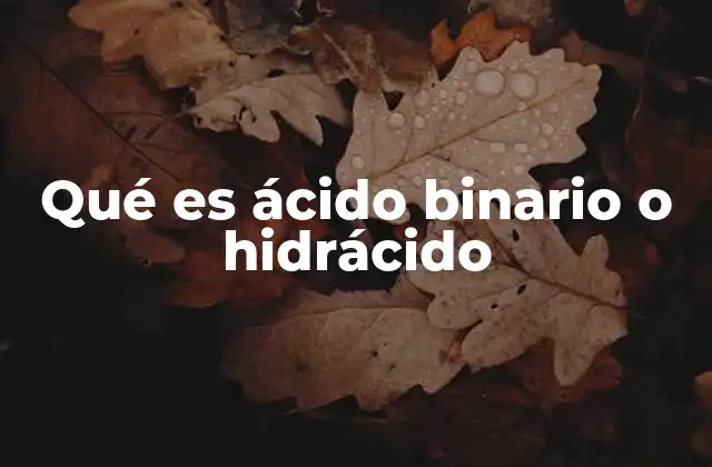 Qué es Ácido Binario o Hidrácido