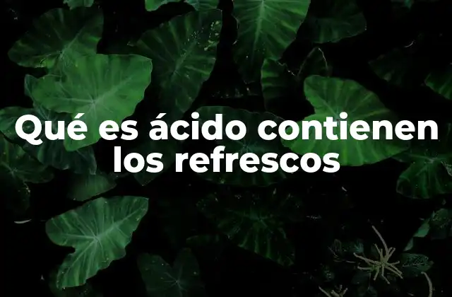Qué es Ácido Contienen los Refrescos