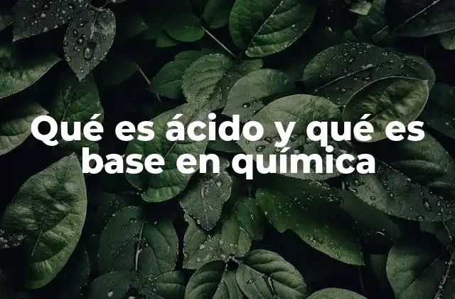 Qué es Ácido y Qué es Base en Química