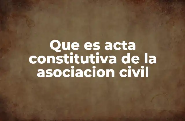 Que es Acta Constitutiva de la Asociacion Civil