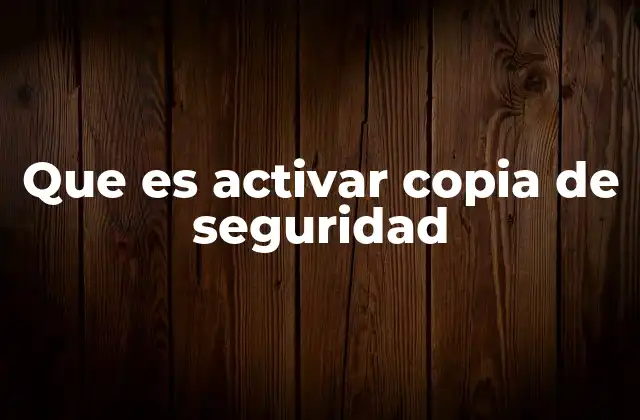 Que es Activar Copia de Seguridad