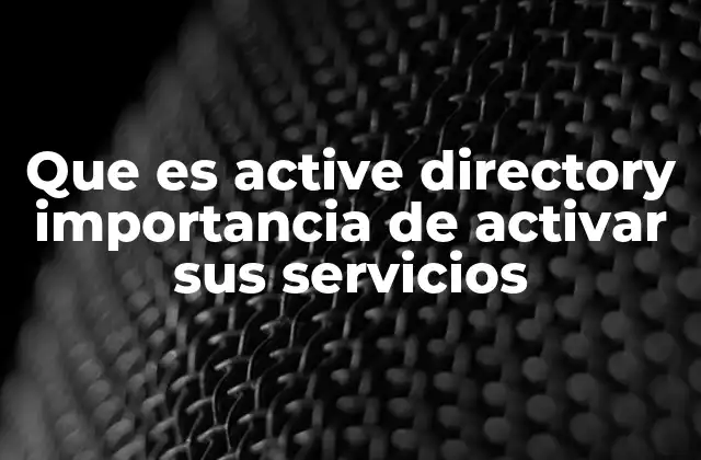 Que es Active Directory Importancia de Activar Sus Servicios
