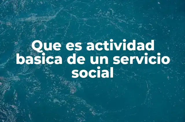 Que es Actividad Basica de un Servicio Social