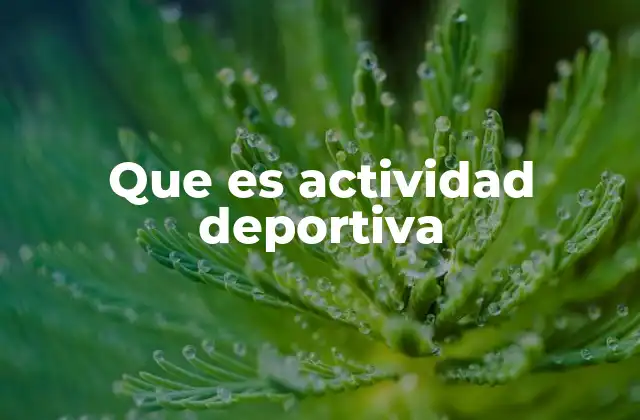 Que es Actividad Deportiva