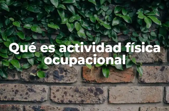 Qué es Actividad Física Ocupacional