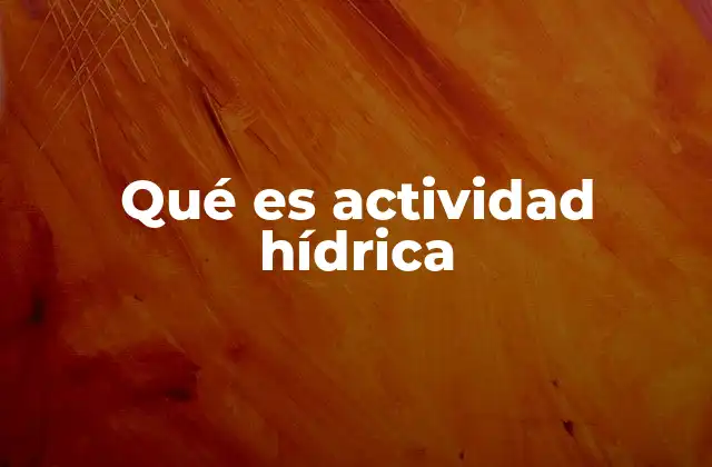 Qué es Actividad Hídrica