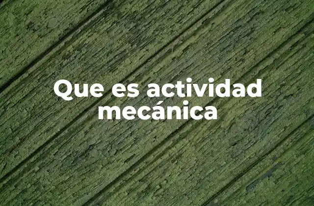 Que es Actividad Mecánica