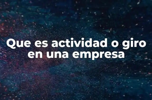 Que es Actividad o Giro en una Empresa