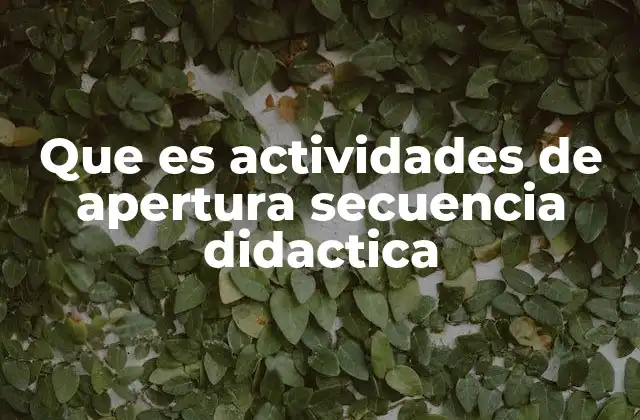 Que es Actividades de Apertura Secuencia Didactica