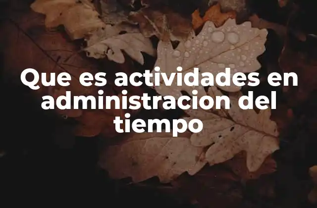 Que es Actividades en Administracion Del Tiempo