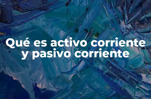 Qué es Activo Corriente y Pasivo Corriente