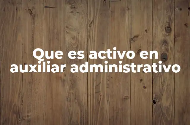 Que es Activo en Auxiliar Administrativo