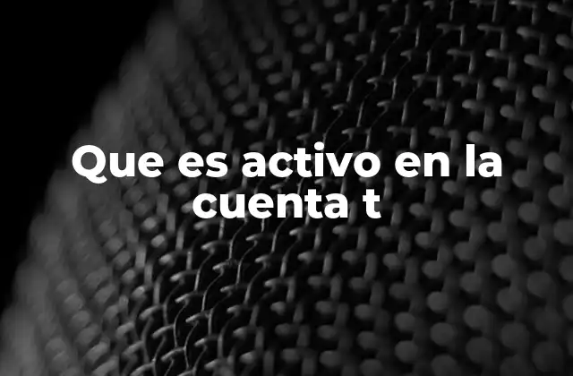 Que es Activo en la Cuenta T