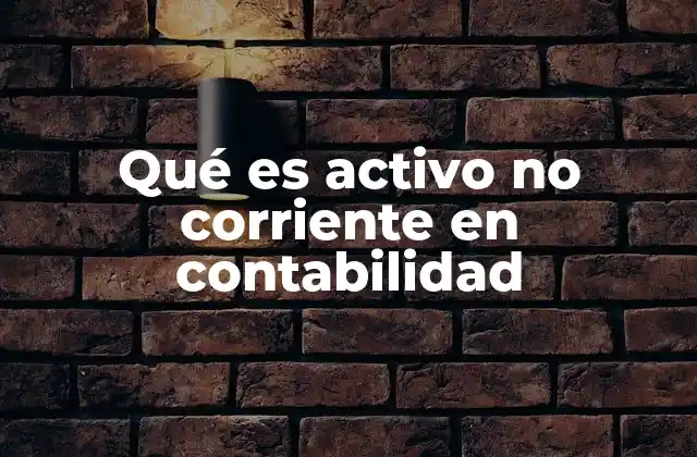 Qué es Activo No Corriente en Contabilidad