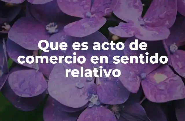 Características del acto de comercio en sentido relativo