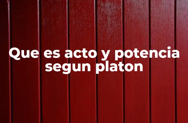 Que es Acto y Potencia Segun Platon