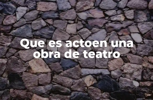 Que es Actoen una Obra de Teatro