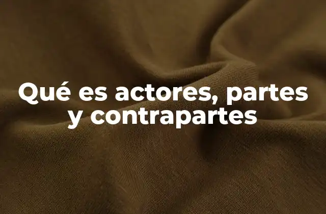 Qué es Actores, Partes y Contrapartes