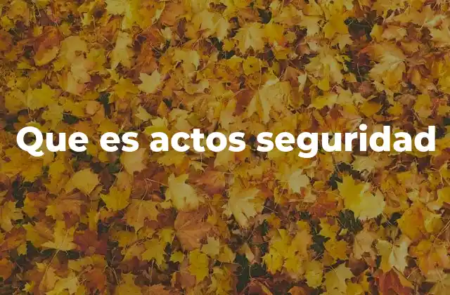 Que es Actos Seguridad