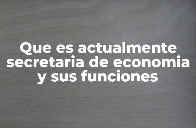 Que es Actualmente Secretaria de Economia y Sus Funciones