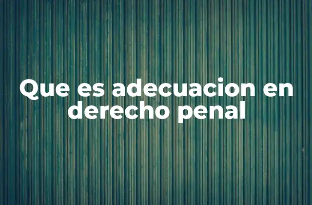 Que es Adecuacion en Derecho Penal