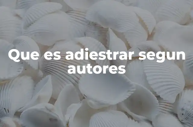 Que es Adiestrar Segun Autores
