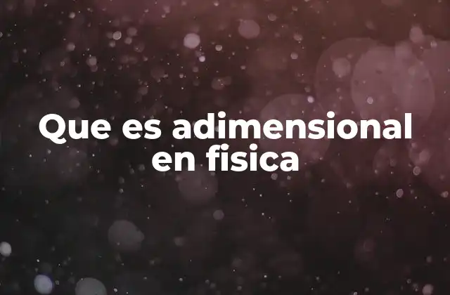Que es Adimensional en Fisica