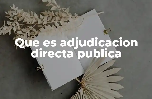 Que es Adjudicacion Directa Publica