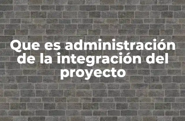 Que es Administración de la Integración Del Proyecto