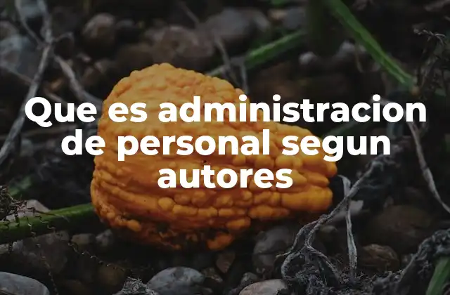 Que es Administracion de Personal Segun Autores