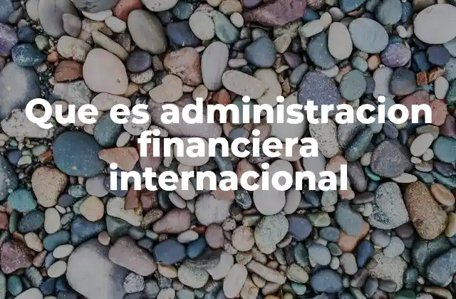 Que es Administracion Financiera Internacional
