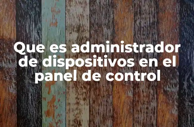Que es Administrador de Dispositivos en el Panel de Control