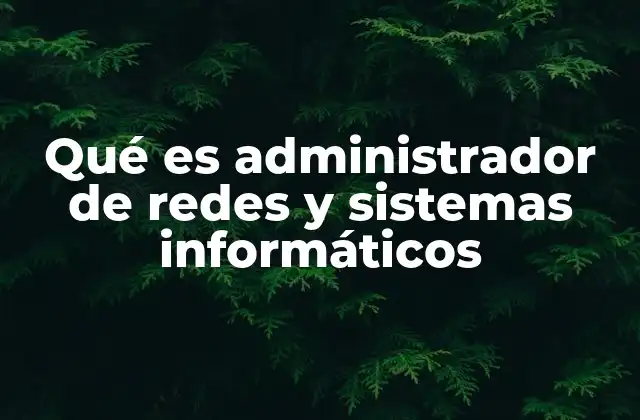 Qué es Administrador de Redes y Sistemas Informáticos