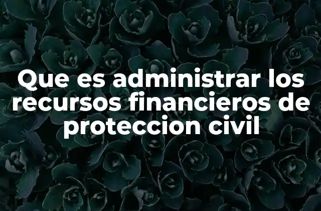 Que es Administrar los Recursos Financieros de Proteccion Civil
