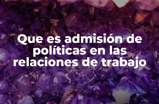 Que es Admisión de Políticas en las Relaciones de Trabajo