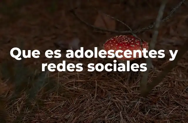 Que es Adolescentes y Redes Sociales