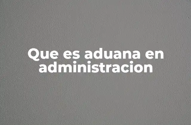 Que es Aduana en Administracion