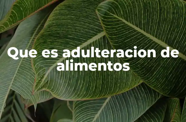 Que es Adulteracion de Alimentos