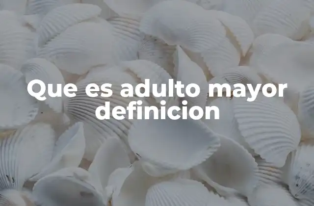 Que es Adulto Mayor Definicion