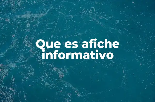 Que es Afiche Informativo
