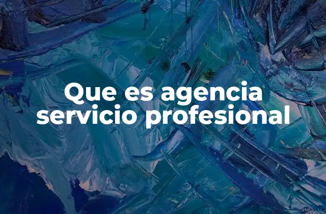 Que es Agencia Servicio Profesional