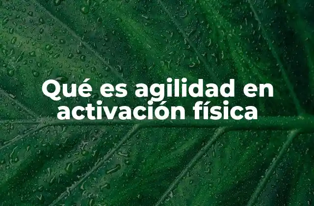 Qué es Agilidad en Activación Física
