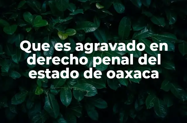 Que es Agravado en Derecho Penal Del Estado de Oaxaca