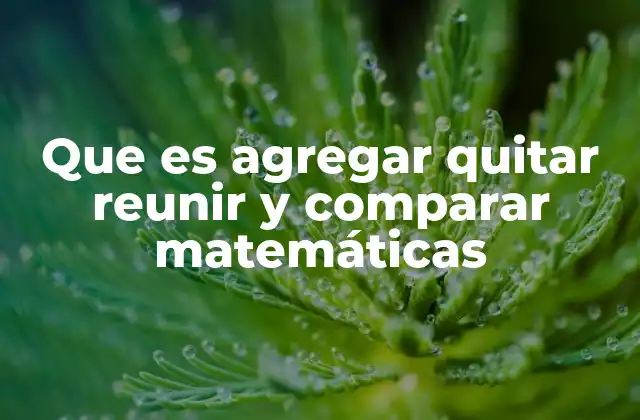 Que es Agregar Quitar Reunir y Comparar Matemáticas