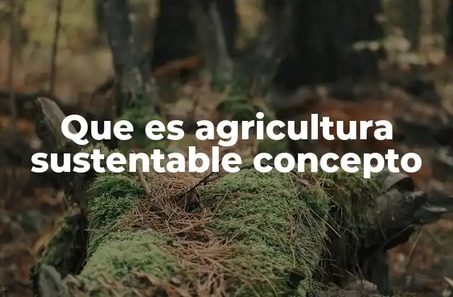 Que es Agricultura Sustentable Concepto